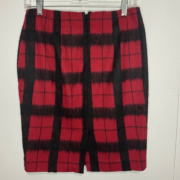 Talbots Petite Size 2P Red Black Pencil Skirt Wool Blend Lined EUC - Picture 4 of 6